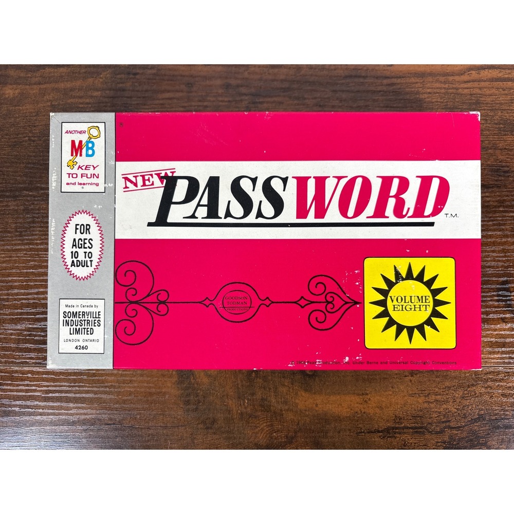 Vintage 1968 Milton Bradley Password Game Volume 8 Somerville 4260 TV Show Board